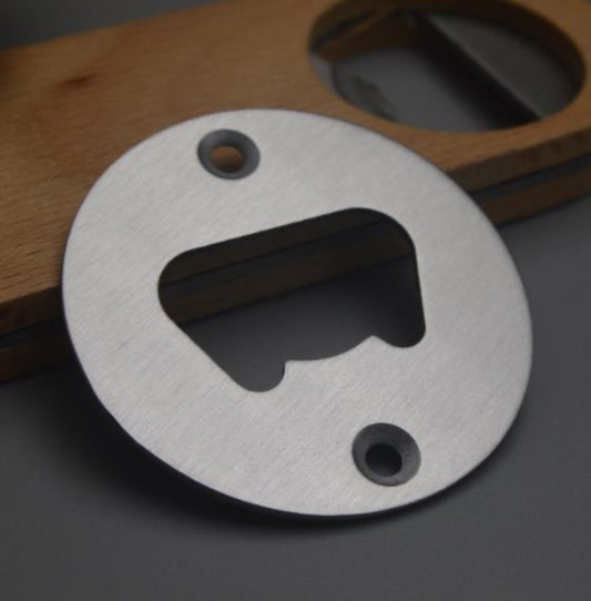 Round flat bottle opener insert