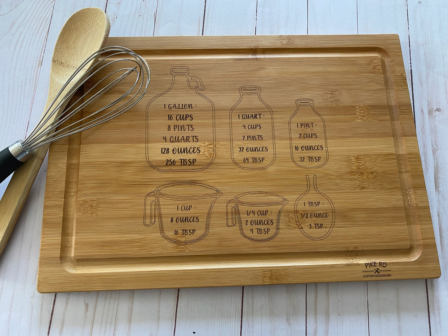 Bamboo laser engraved kitchen conversion board