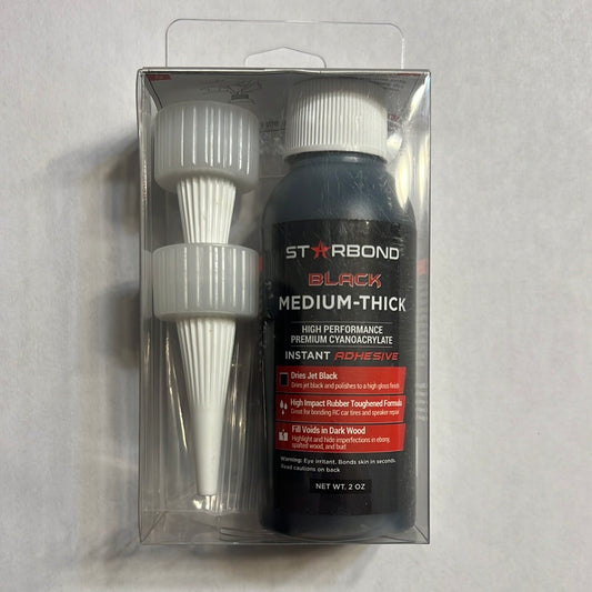 Starbond Flexible BLACK Medium-Thick CA Glue, 2 oz